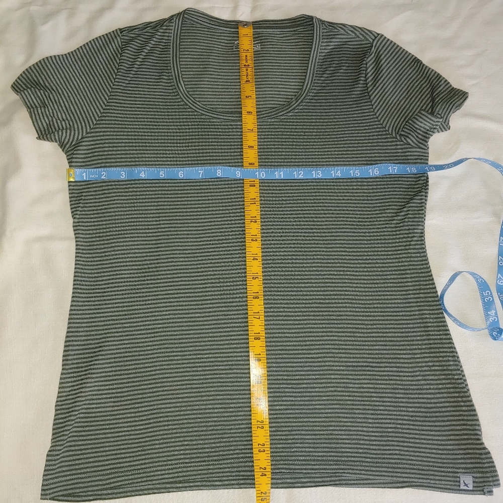DONATING SOON-Eddie Bauer striped green tee - Picture 3 of 5